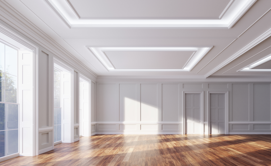 Plaster ceiling works with lighting layouts and concealed services